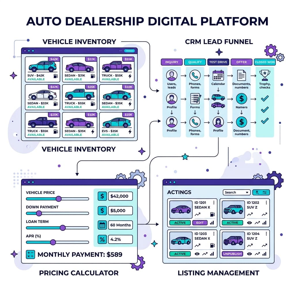 Auto Dealerships workflow illustration
