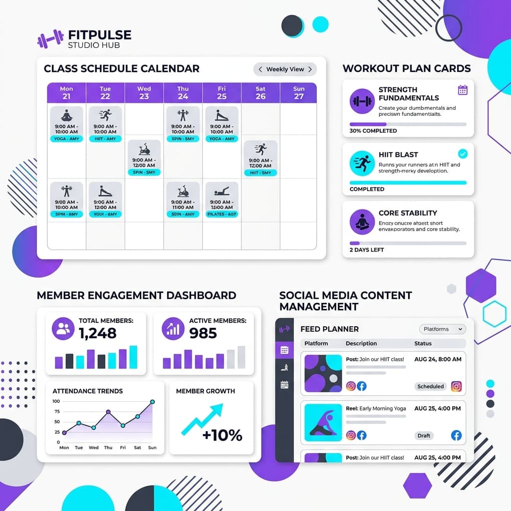 Fitness & Wellness Studios workflow illustration