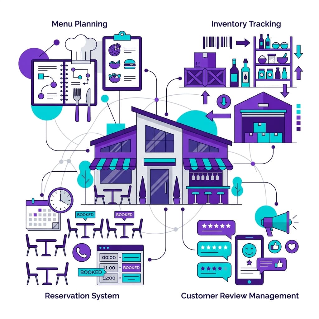 Restaurants & Hospitality workflow illustration
