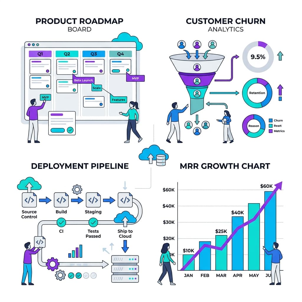 SaaS & Tech Startups workflow illustration